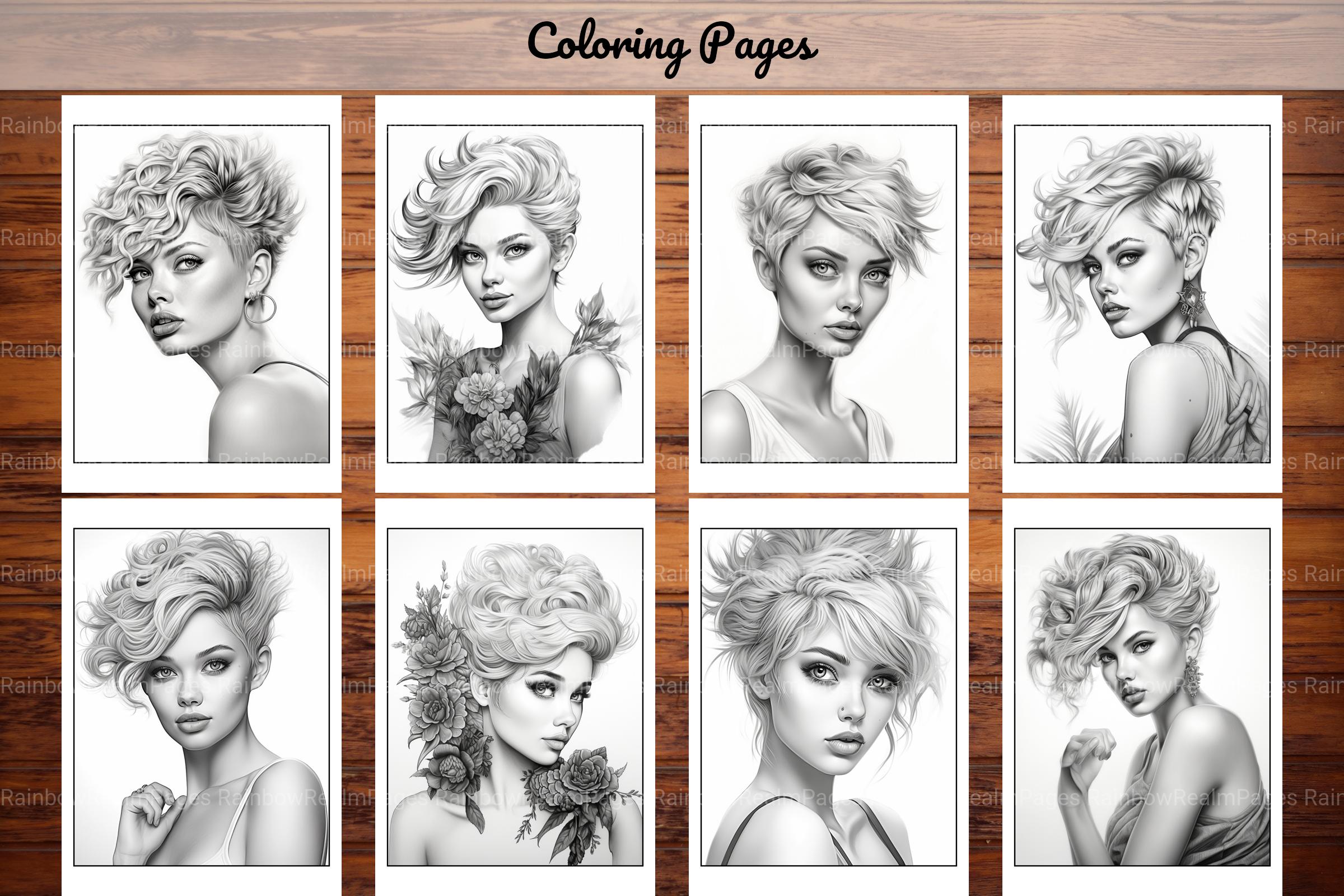 Hair Style Fashion Coloring Book - CraftNest - Digital Crafting and Art