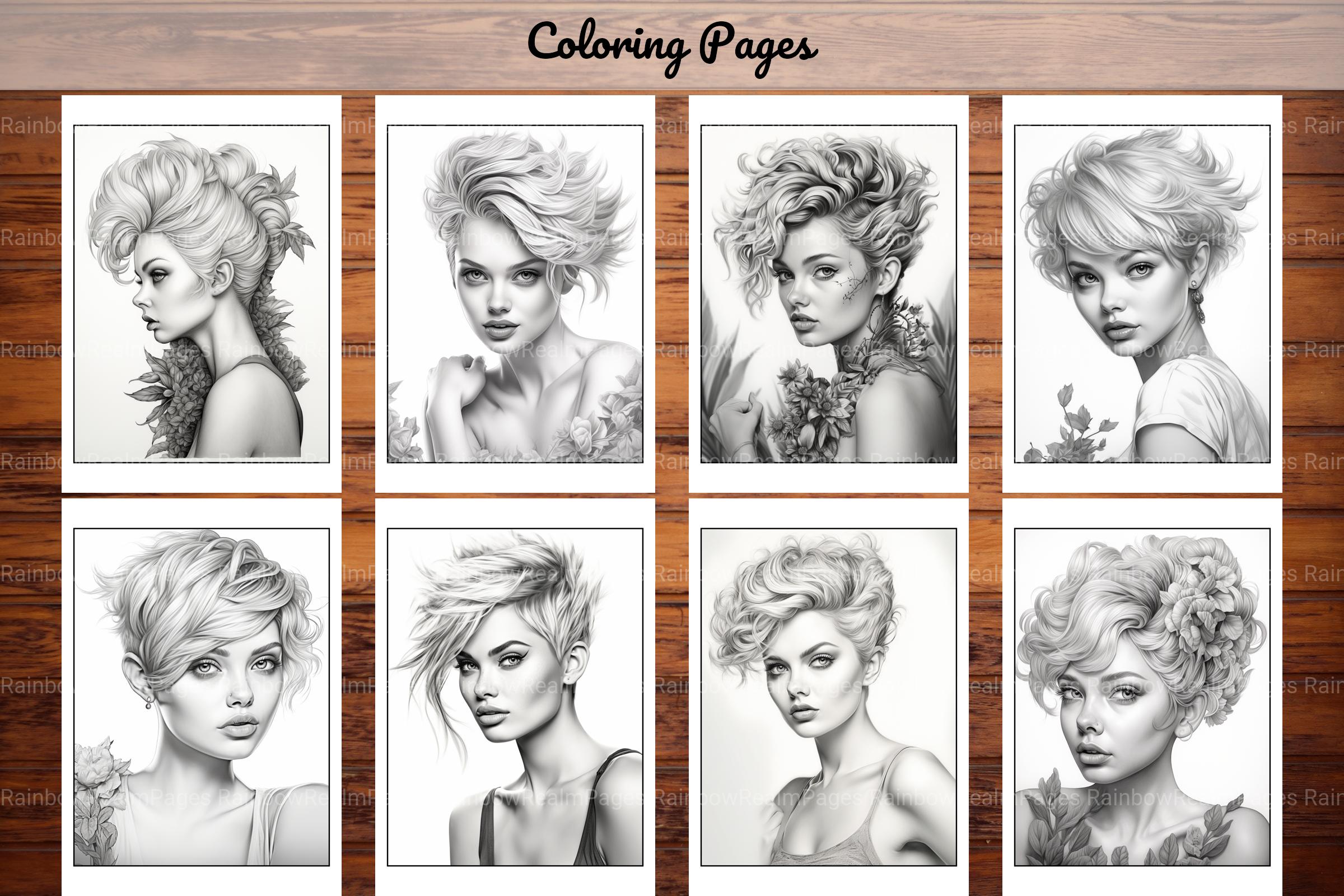 Hair Style Fashion Coloring Book - CraftNest - Digital Crafting and Art
