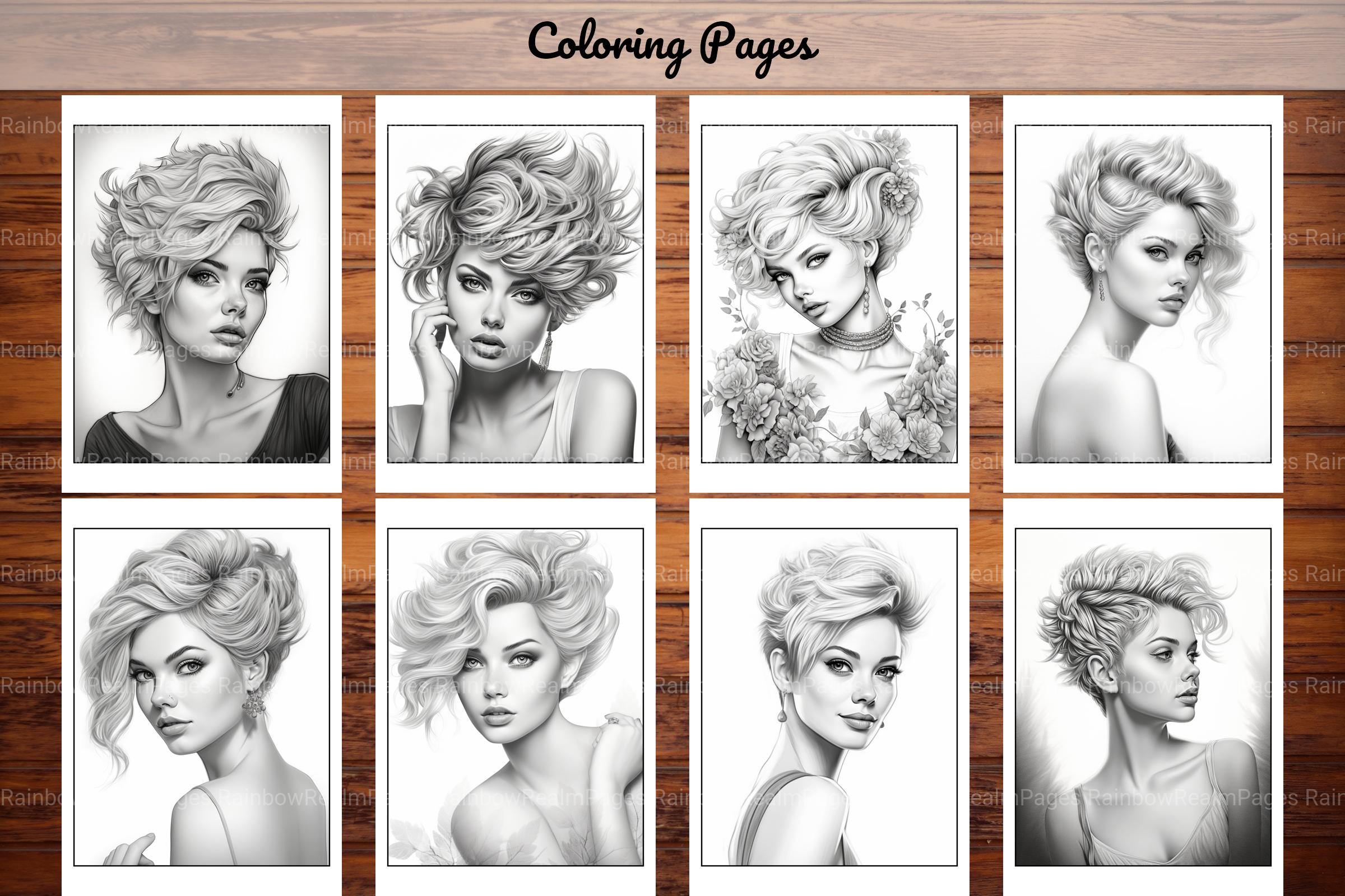 Hair Style Fashion Coloring Book - CraftNest - Digital Crafting and Art