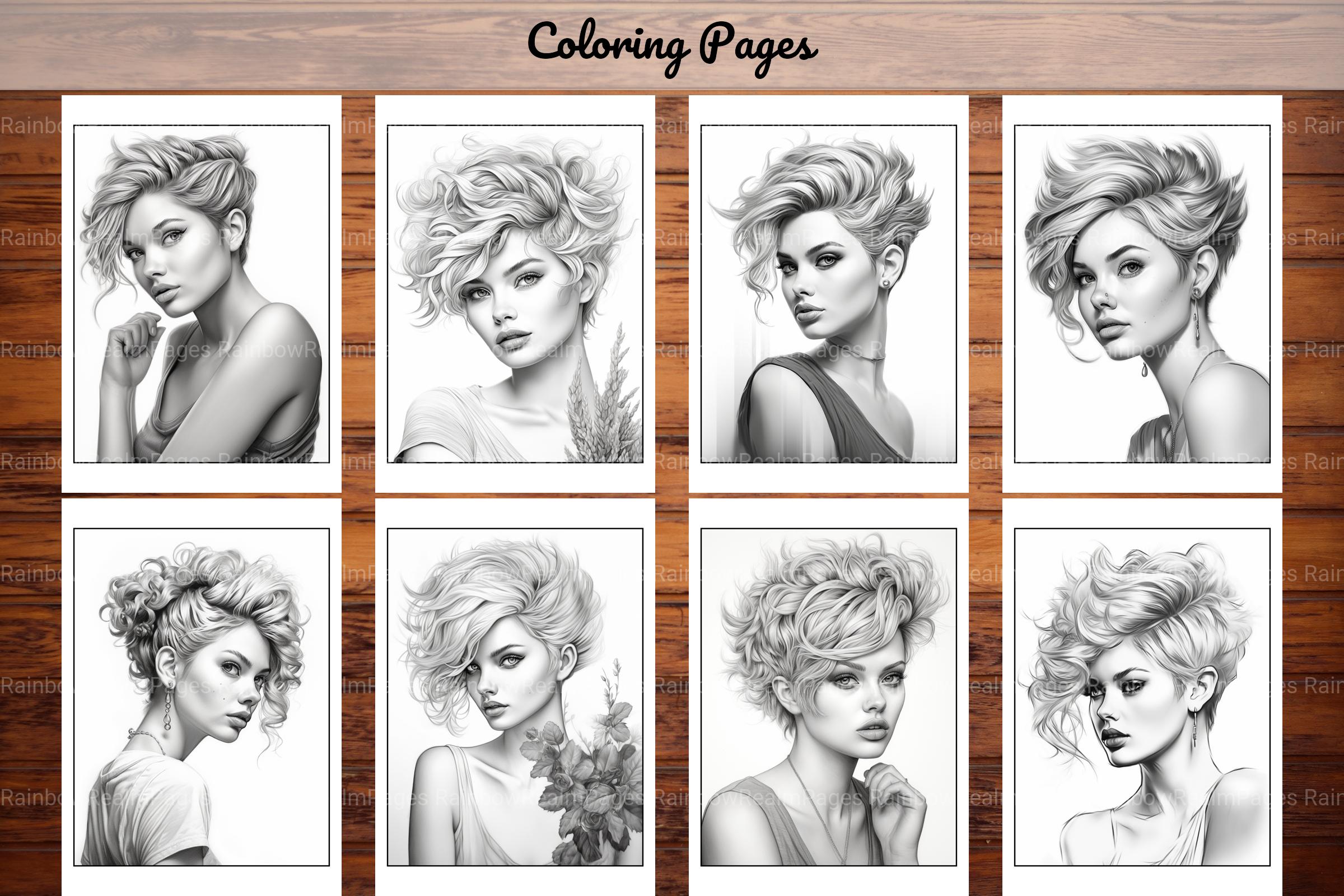 Hair Style Fashion Coloring Book - CraftNest - Digital Crafting and Art