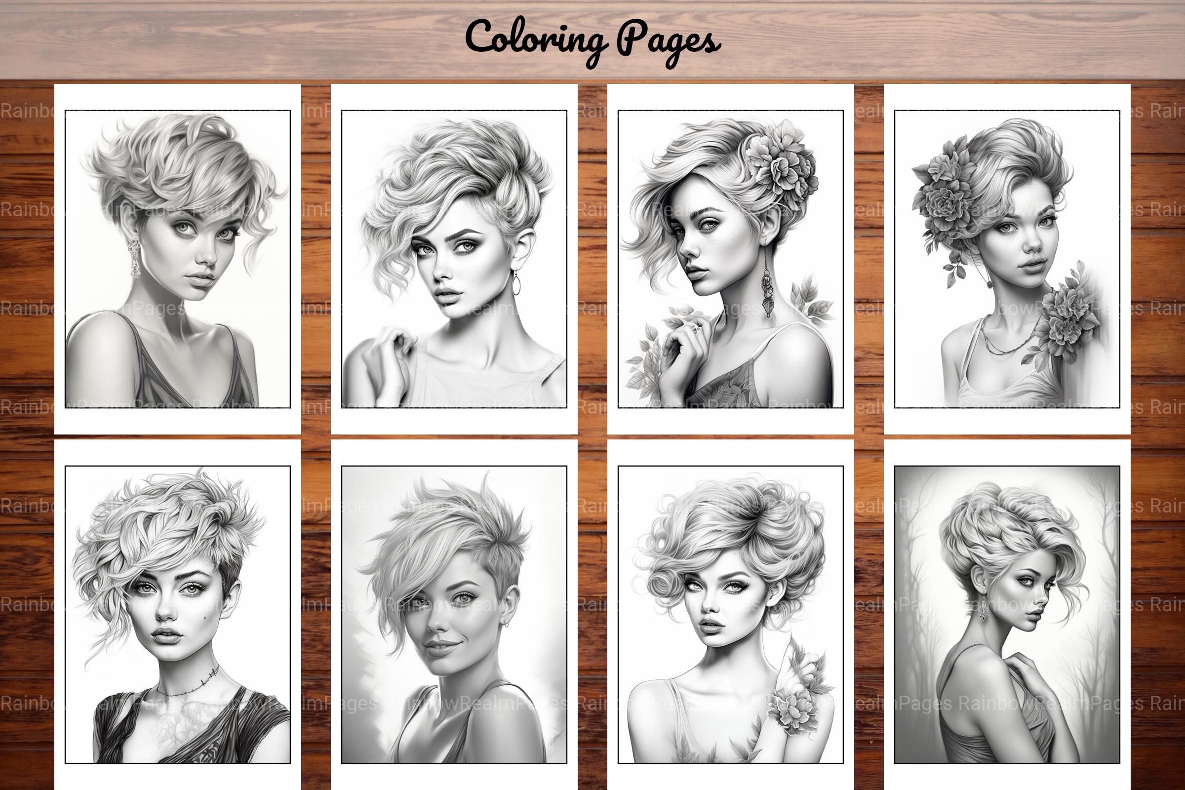 Hair Style Fashion Coloring Book - CraftNest - Digital Crafting and Art
