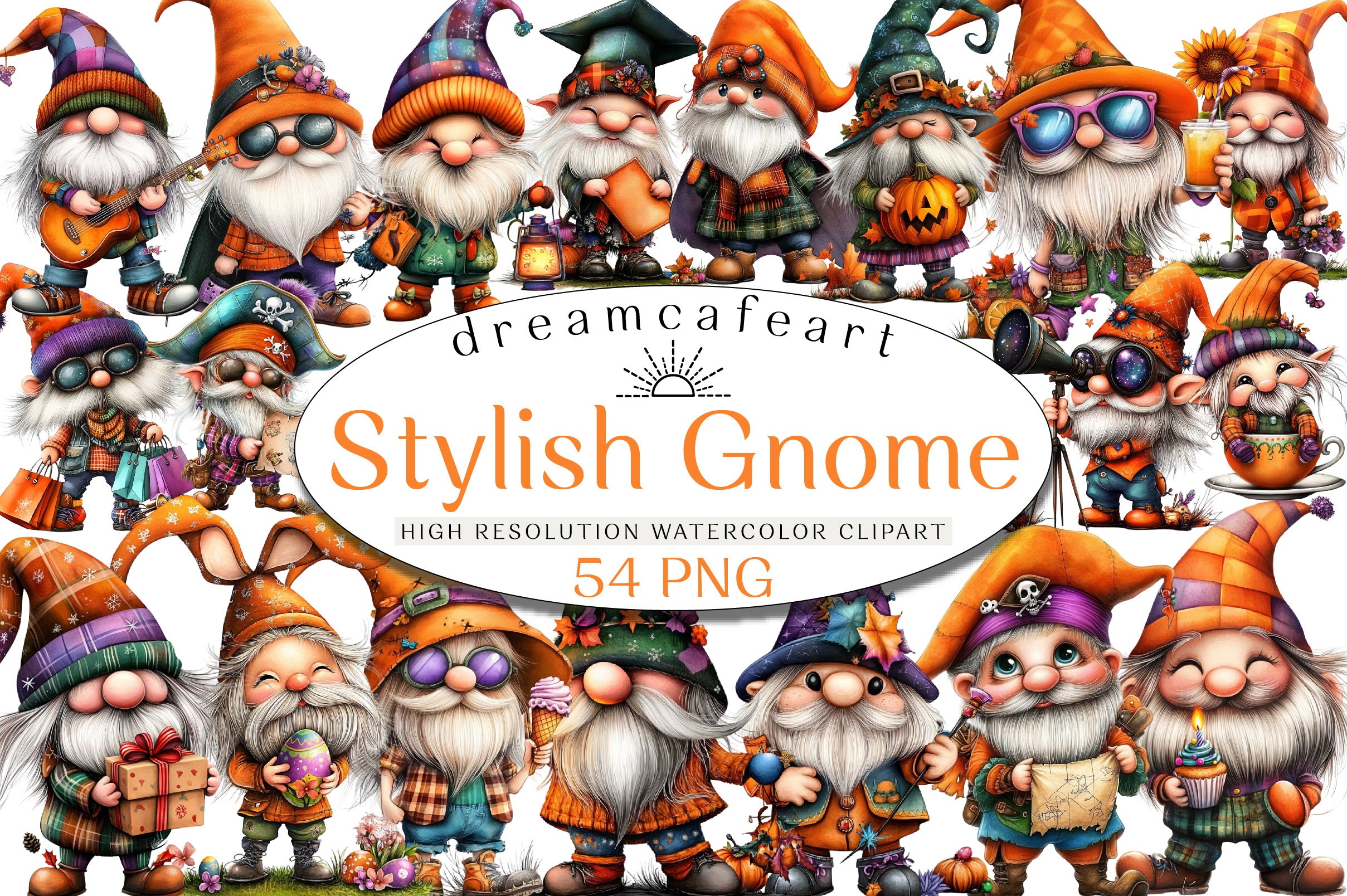 Stylish Gnome Clipart Bundle - CraftNest - Digital Crafting and Art