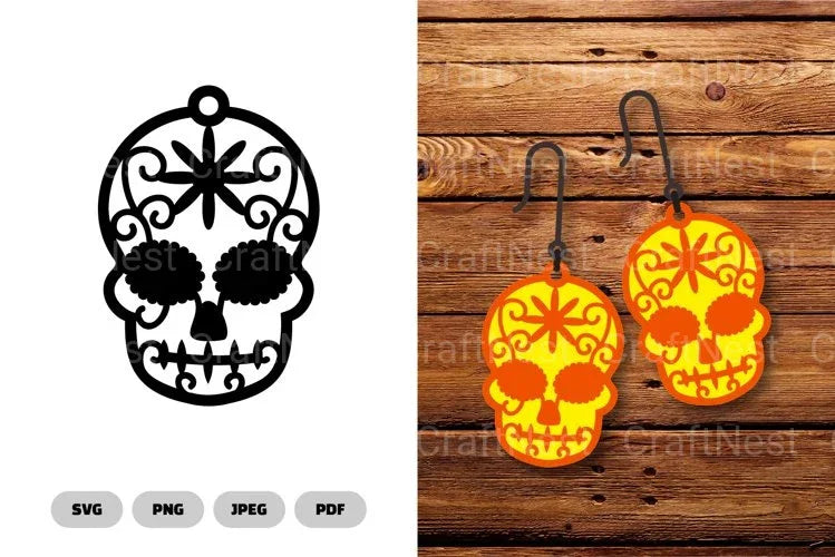 Sugar Skull Earring SVG Bundle - CraftNest - Digital Crafting and Art