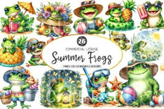 Summer Frogs Clipart Bundle - CraftNest - Digital Crafting and Art