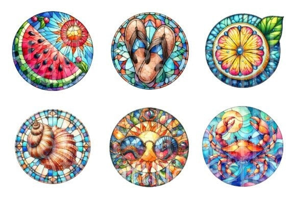 Summer Stained Glass Clipart Bundle - CraftNest - Digital Crafting and Art
