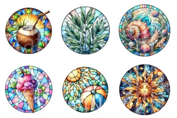 Summer Stained Glass Clipart Bundle - CraftNest - Digital Crafting and Art