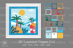 Summer Beach Layered Paper Cut Clipart Bundle - CraftNest - Digital Crafting and Art