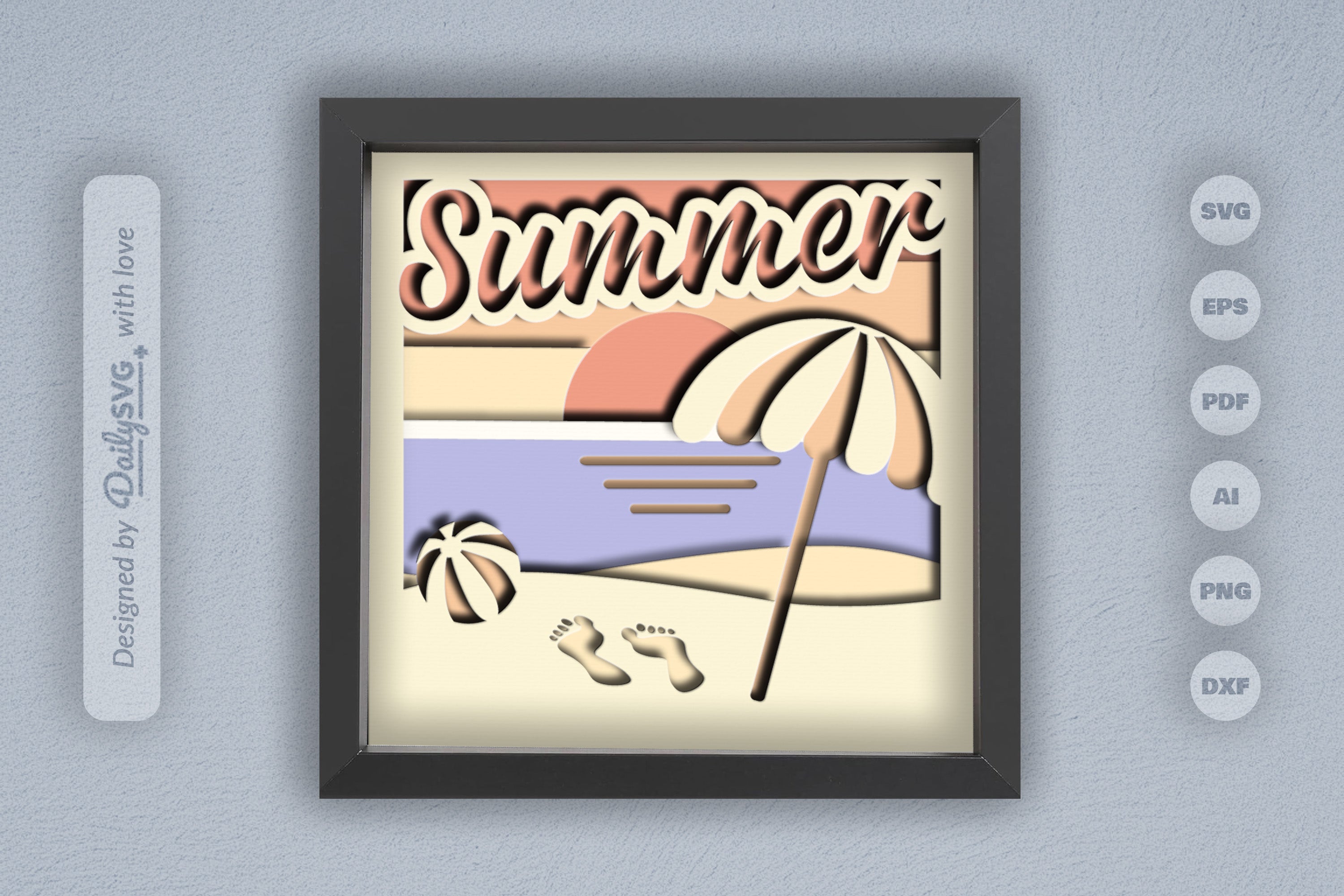 Summer Beach Shadow Box Template SVG Bundle