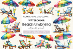 Summer Beach Umbrella Clipart Bundle - CraftNest - Digital Crafting and Art