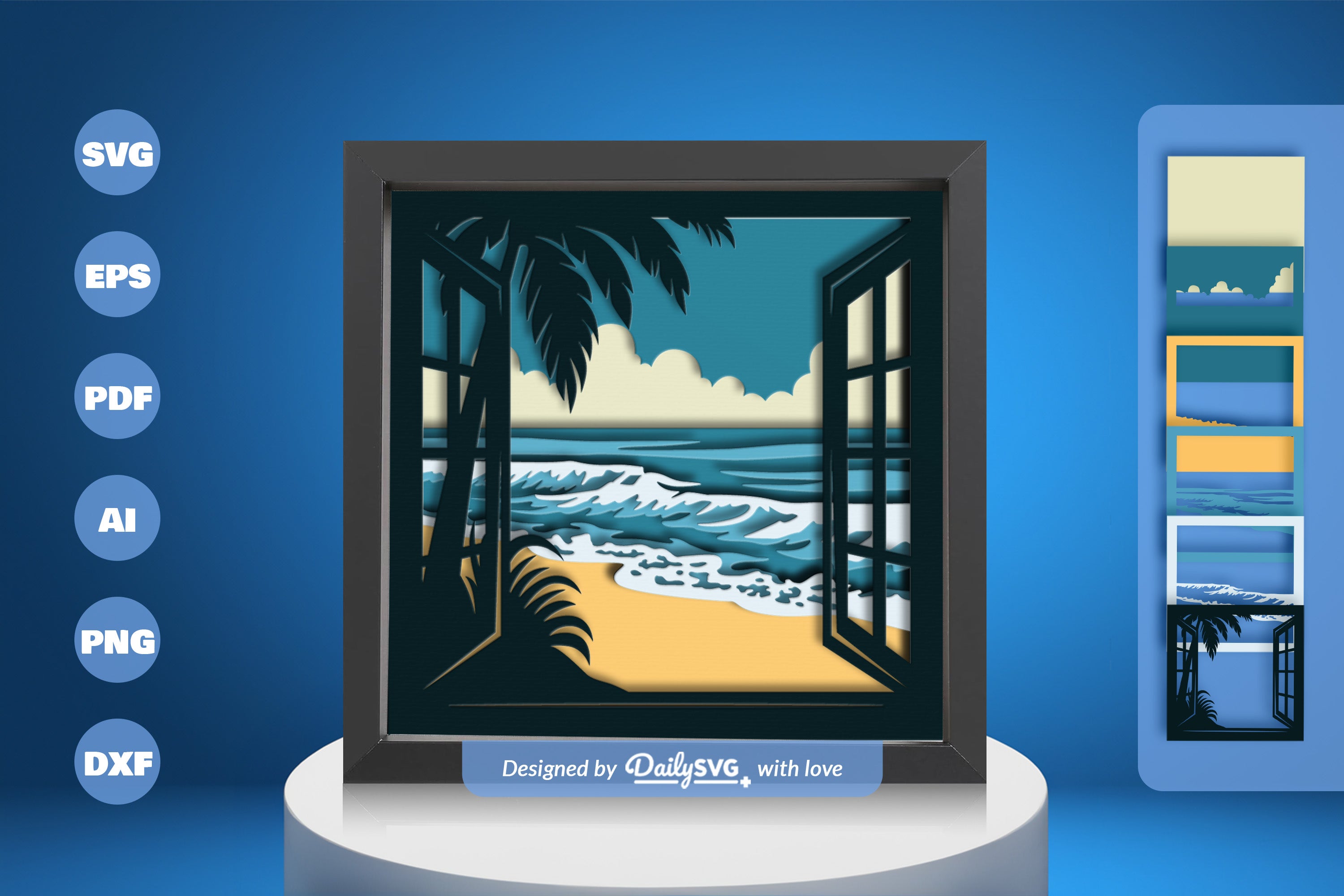 Summer Beach Window Papercut SVG Bundle
