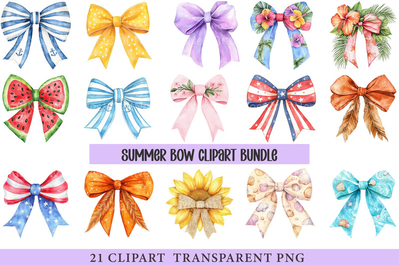 Summer Bow Clipart Bundle 1 - CraftNest - Digital Crafting and Art