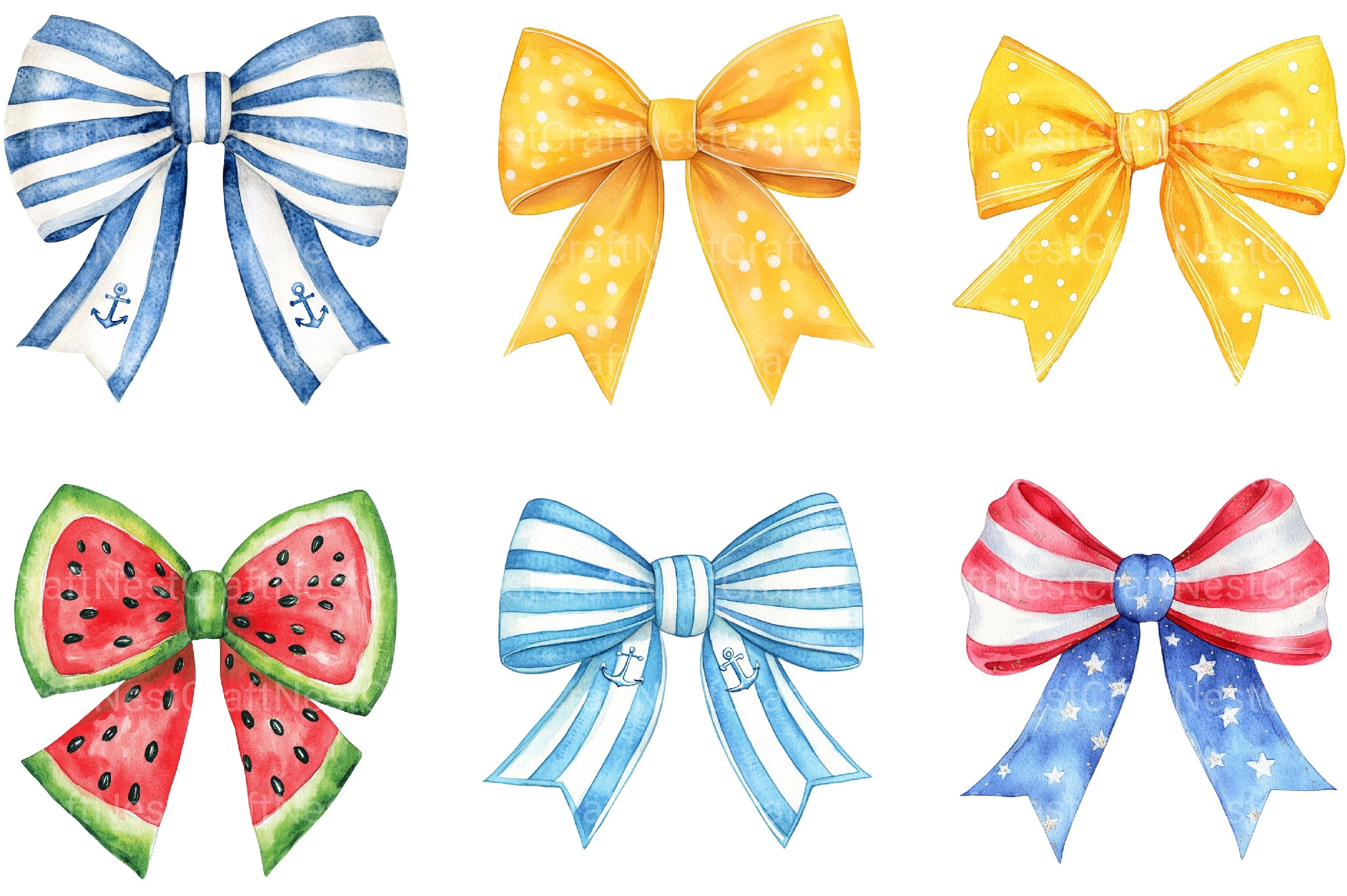 Summer Bow Clipart Bundle 1 - CraftNest - Digital Crafting and Art