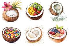 Summer Coconut Clipart Bundle 2 - CraftNest - Digital Crafting and Art