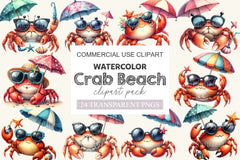 Summer Crab Beach Clipart Bundle - CraftNest - Digital Crafting and Art