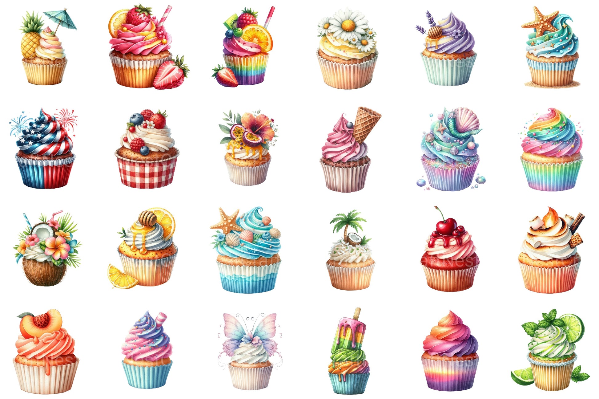Summer Cupcake Set Clipart Bundle - CraftNest - Digital Crafting and Art