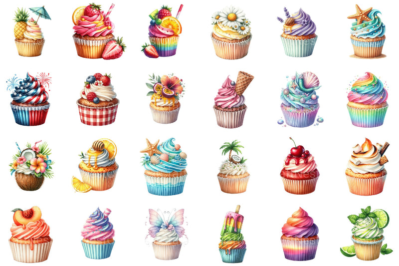 Summer Cupcake Set Clipart Bundle - CraftNest - Digital Crafting and Art
