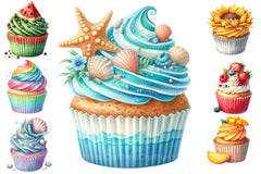 Summer Cupcake Set Clipart Bundle - CraftNest - Digital Crafting and Art