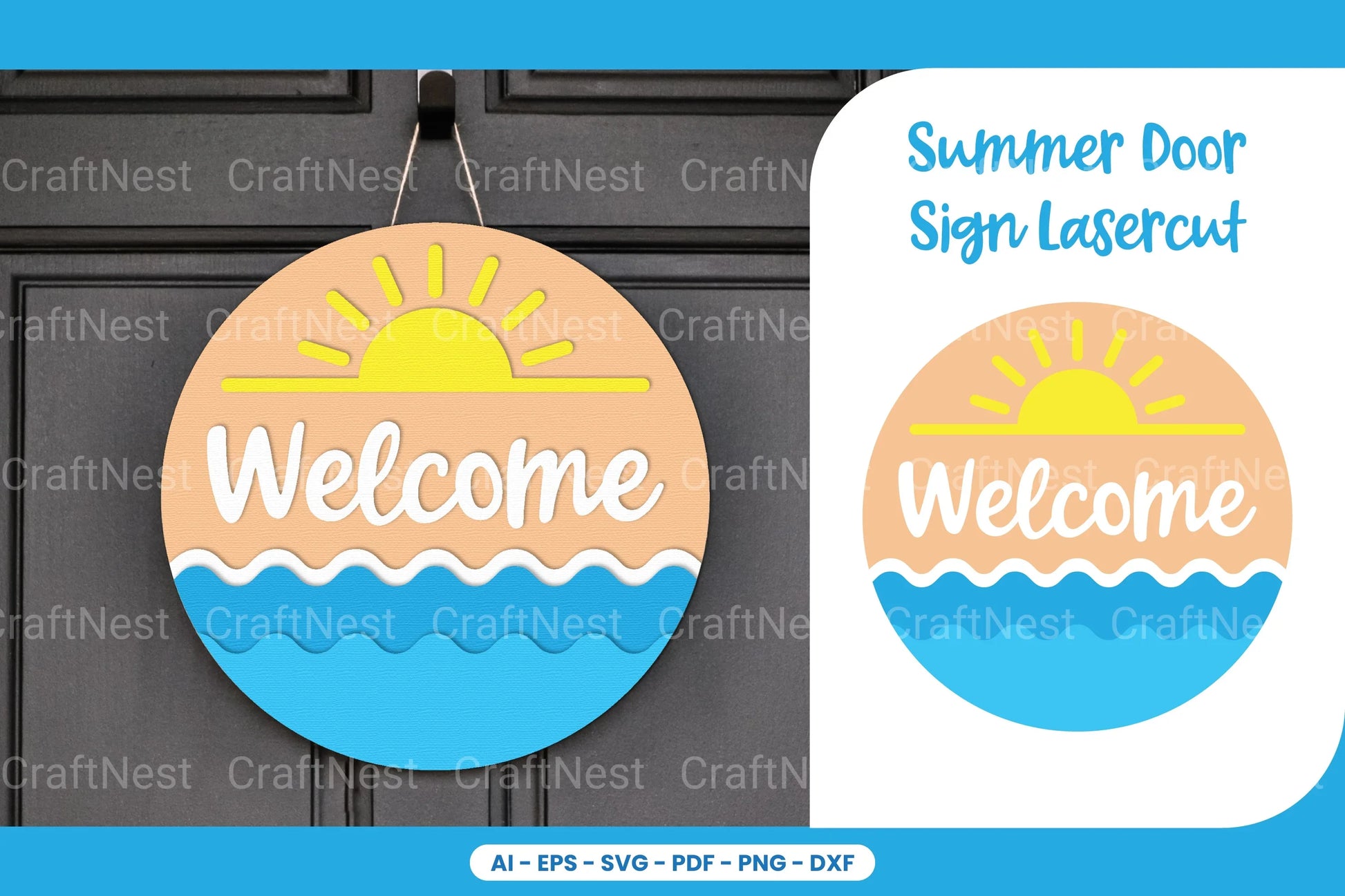 Summer Door Sign Lasercut SVG Bundle - CraftNest - Digital Crafting and Art
