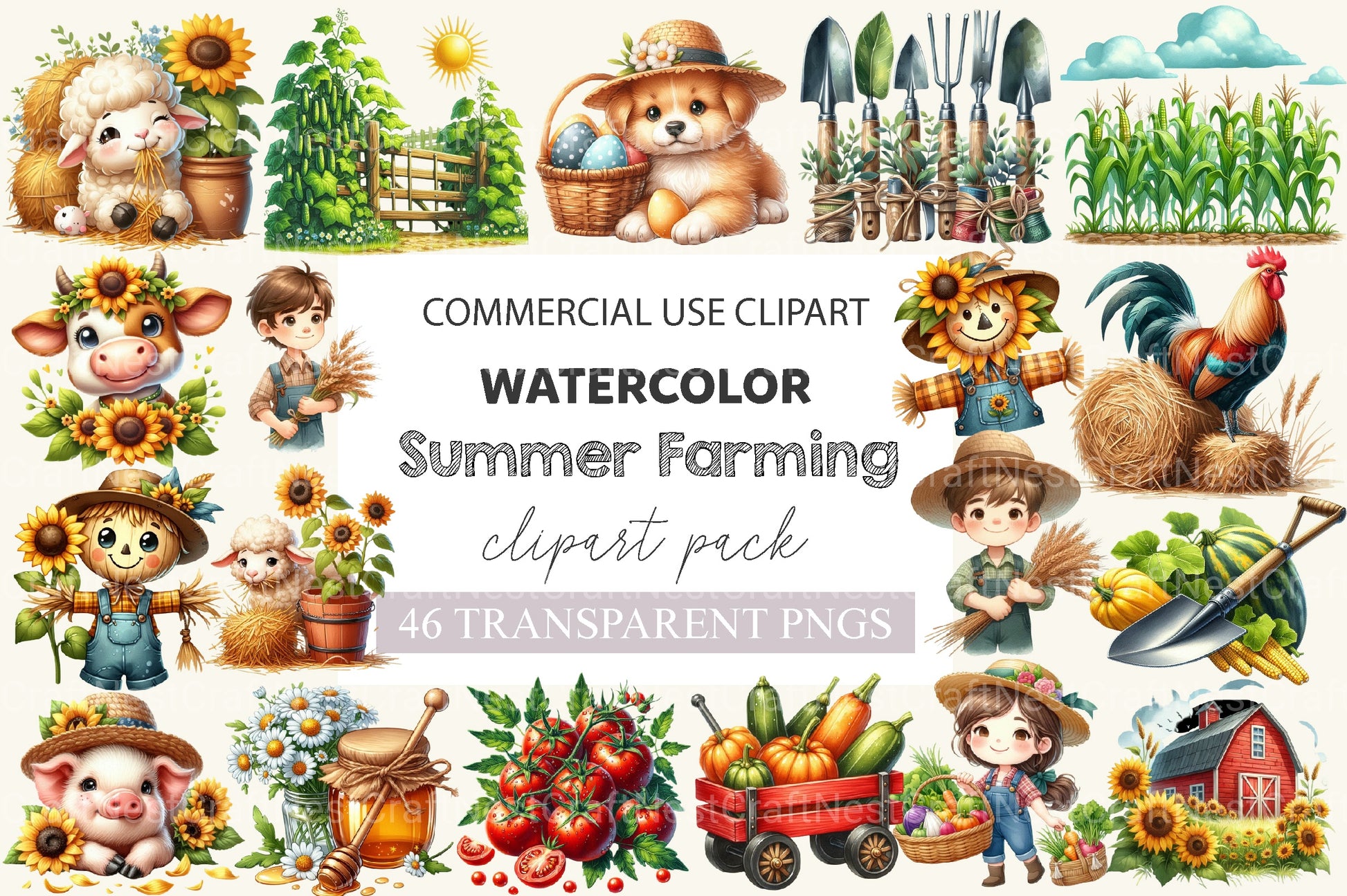 Summer Farming Time Clipart Bundle - CraftNest - Digital Crafting and Art
