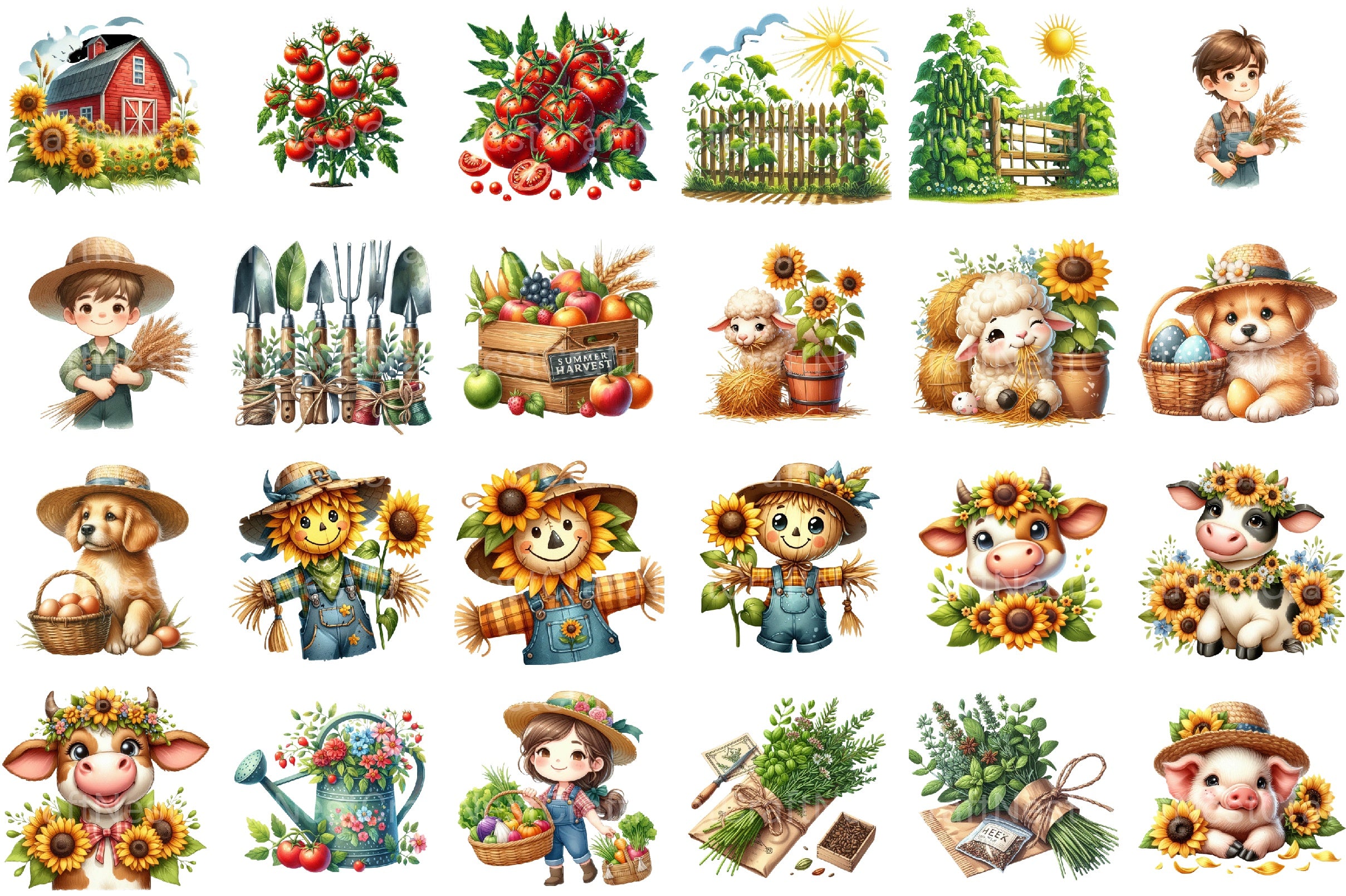 Summer Farming Time Clipart Bundle - CraftNest - Digital Crafting and Art