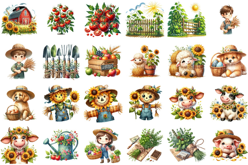 Summer Farming Time Clipart Bundle - CraftNest - Digital Crafting and Art
