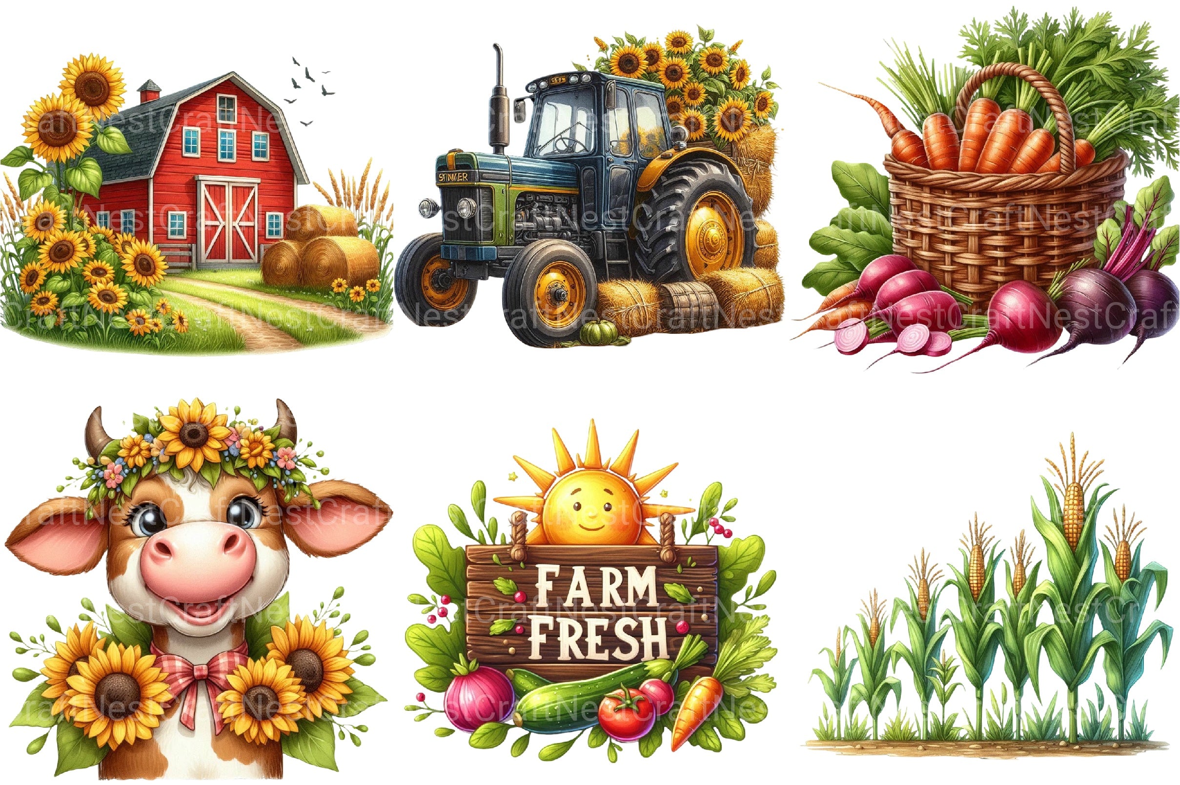 Summer Farming Time Clipart Bundle - CraftNest - Digital Crafting and Art