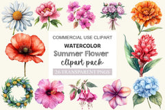 Summer Flower Clipart Bundle 3 - CraftNest - Digital Crafting and Art