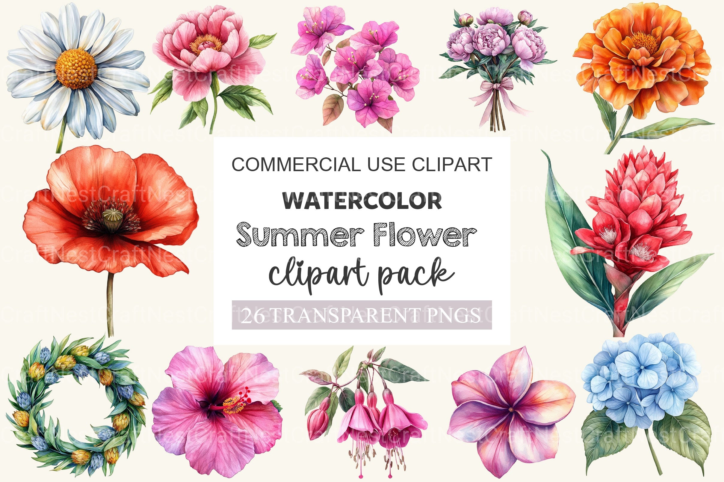 Summer Flower Clipart Bundle 3 - CraftNest - Digital Crafting and Art
