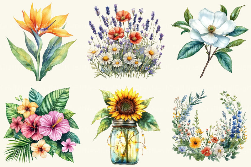 Summer Flower Clipart Bundle 3 - CraftNest - Digital Crafting and Art