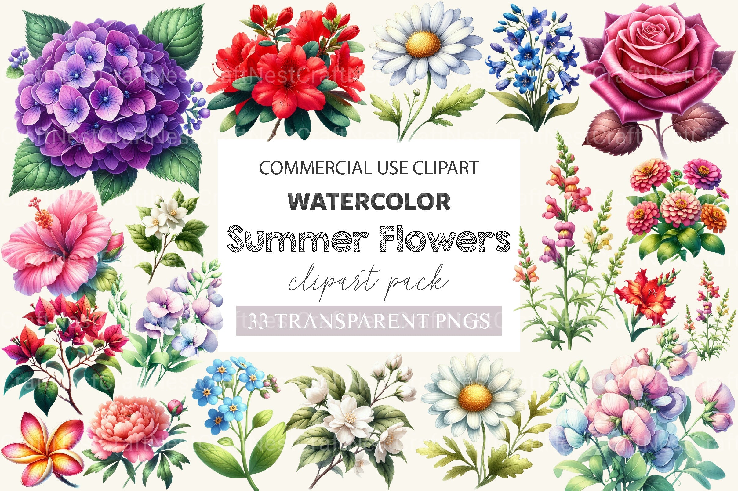 Summer Flowers Clipart Bundle 2 - CraftNest - Digital Crafting and Art