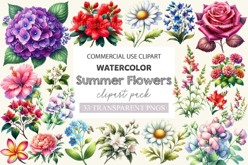 Summer Flowers Clipart Bundle 2 - CraftNest - Digital Crafting and Art