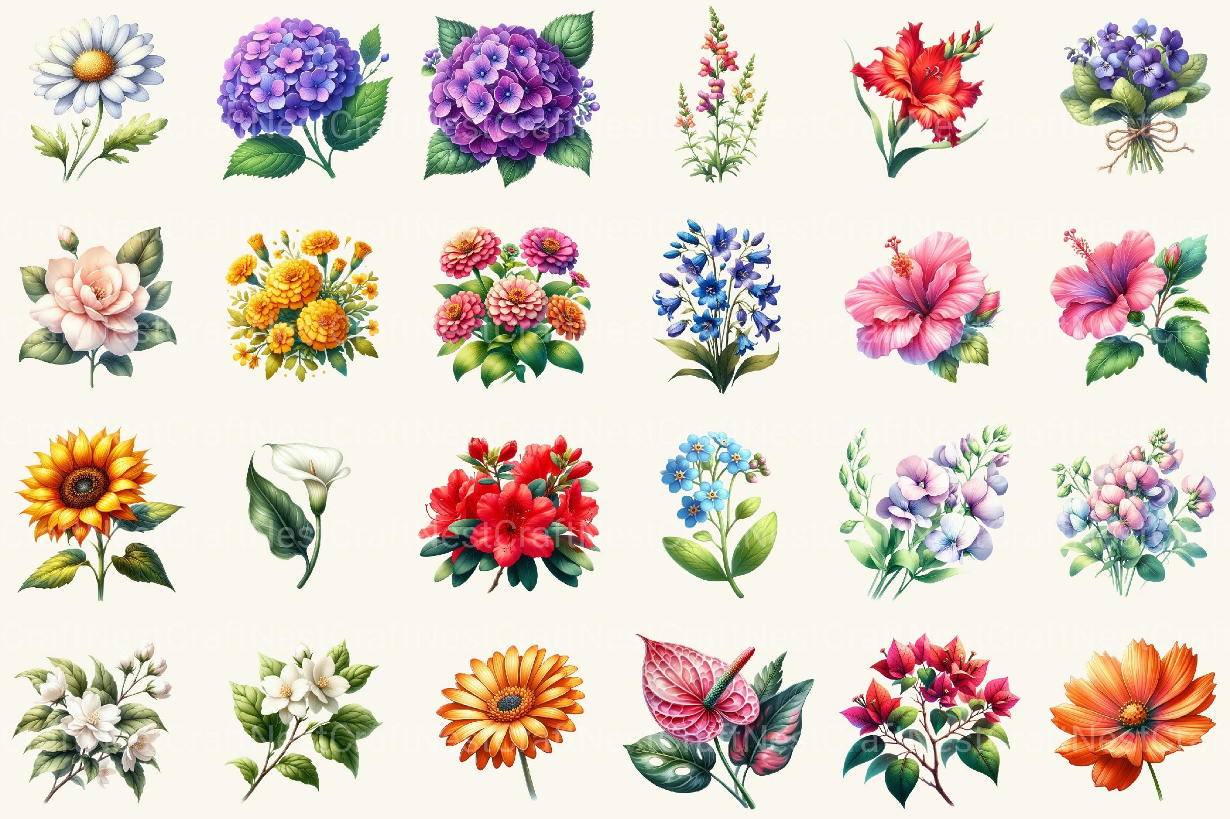 Summer Flowers Clipart Bundle 2 - CraftNest - Digital Crafting and Art