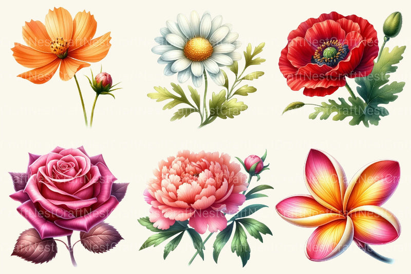 Summer Flowers Clipart Bundle 2 - CraftNest - Digital Crafting and Art