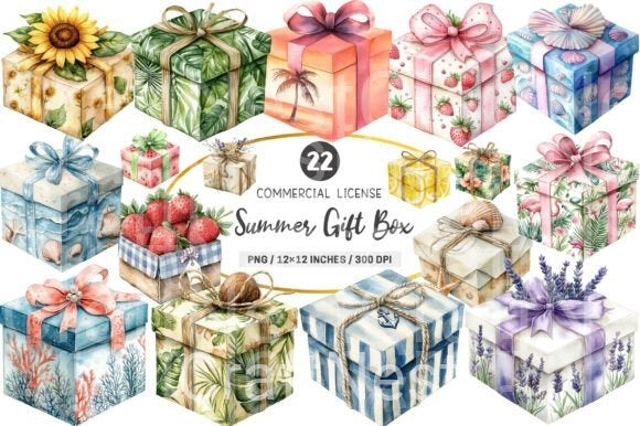 Summer Gift Box Clipart Bundle 12 - CraftNest - Digital Crafting and Art