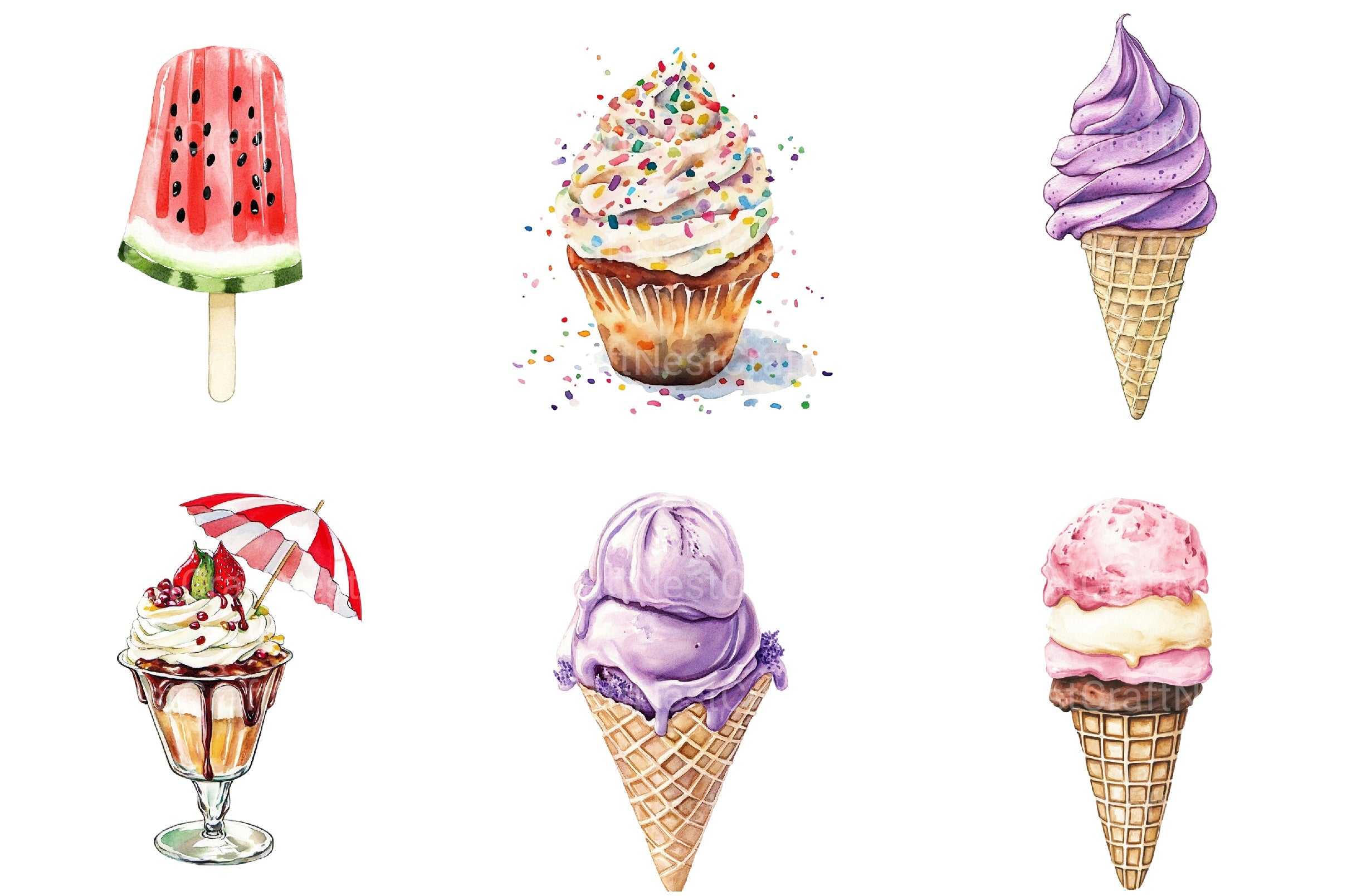 Summer Ice Cream Clipart Bundle 7 - CraftNest - Digital Crafting and Art