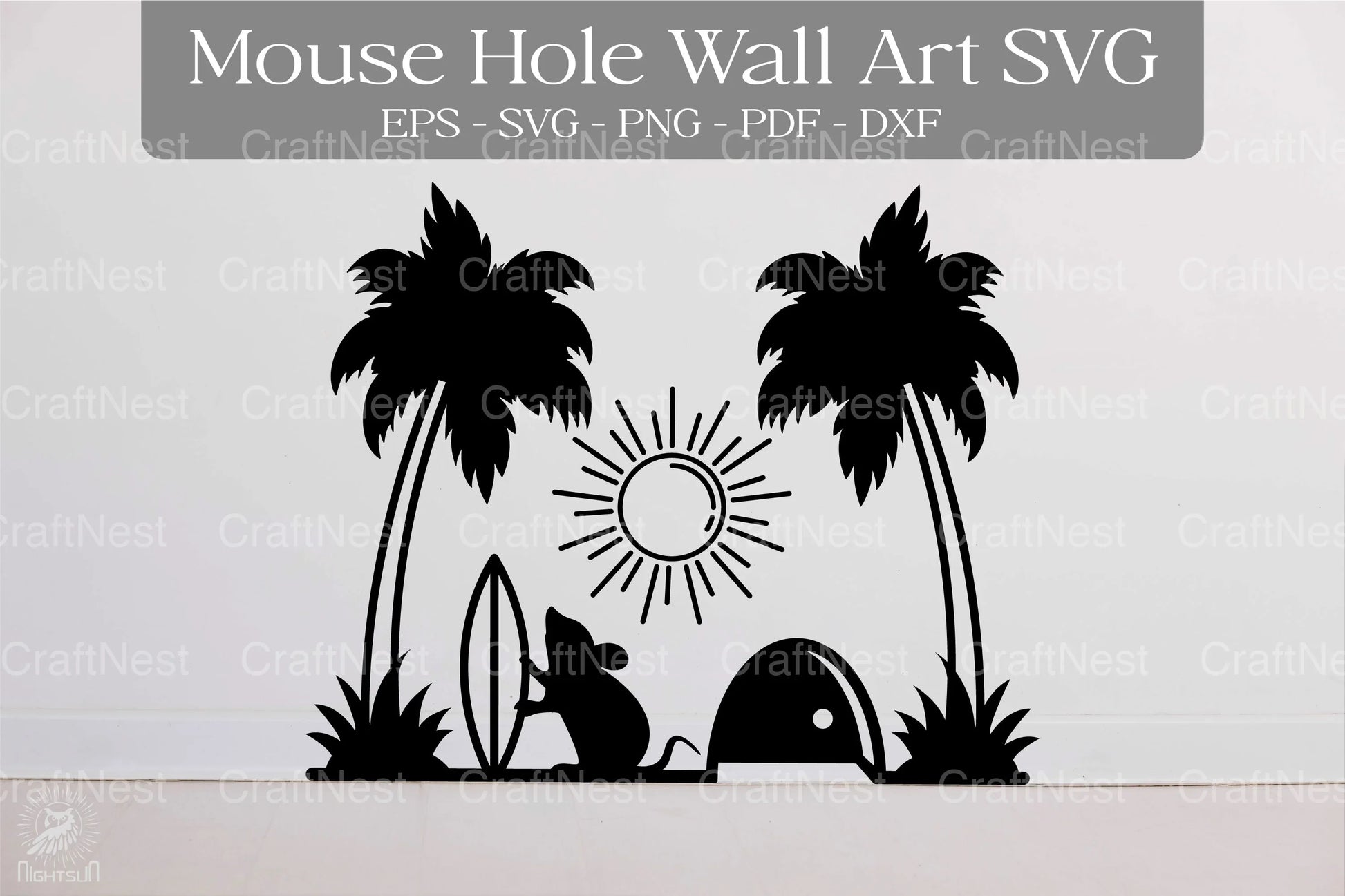Summer Mouse Hole Wall Art Sticker Clipart Bundle - CraftNest - Digital Crafting and Art
