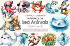 Summer Sea Animals Clipart Bundle - CraftNest - Digital Crafting and Art
