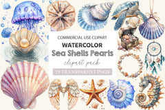 Summer Sea Shells Pearls Clipart Bundle - CraftNest - Digital Crafting and Art