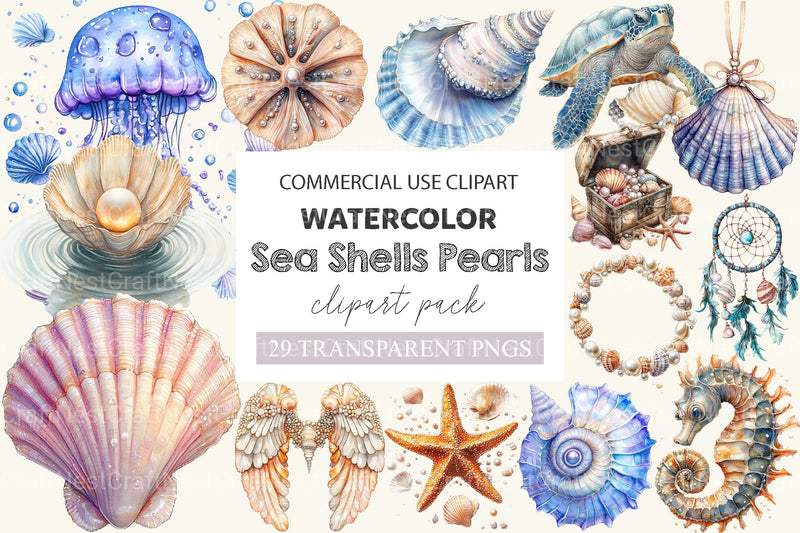 Summer Sea Shells Pearls Clipart Bundle - CraftNest - Digital Crafting and Art