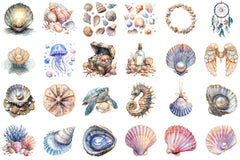 Summer Sea Shells Pearls Clipart Bundle - CraftNest - Digital Crafting and Art