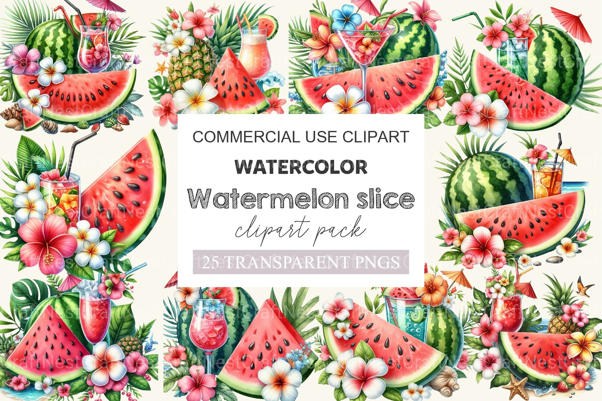Summer Watermelon Slice Clipart Bundle - CraftNest - Digital Crafting and Art