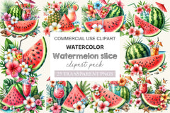 Summer Watermelon Slice Clipart Bundle - CraftNest - Digital Crafting and Art