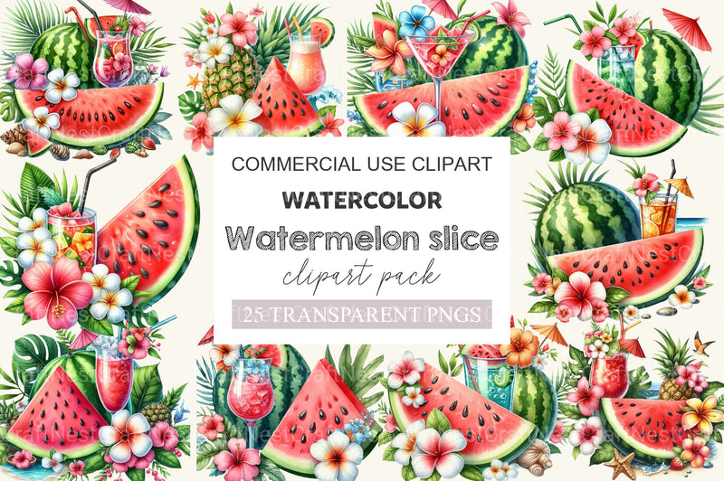 Summer Watermelon Slice Clipart Bundle - CraftNest - Digital Crafting and Art