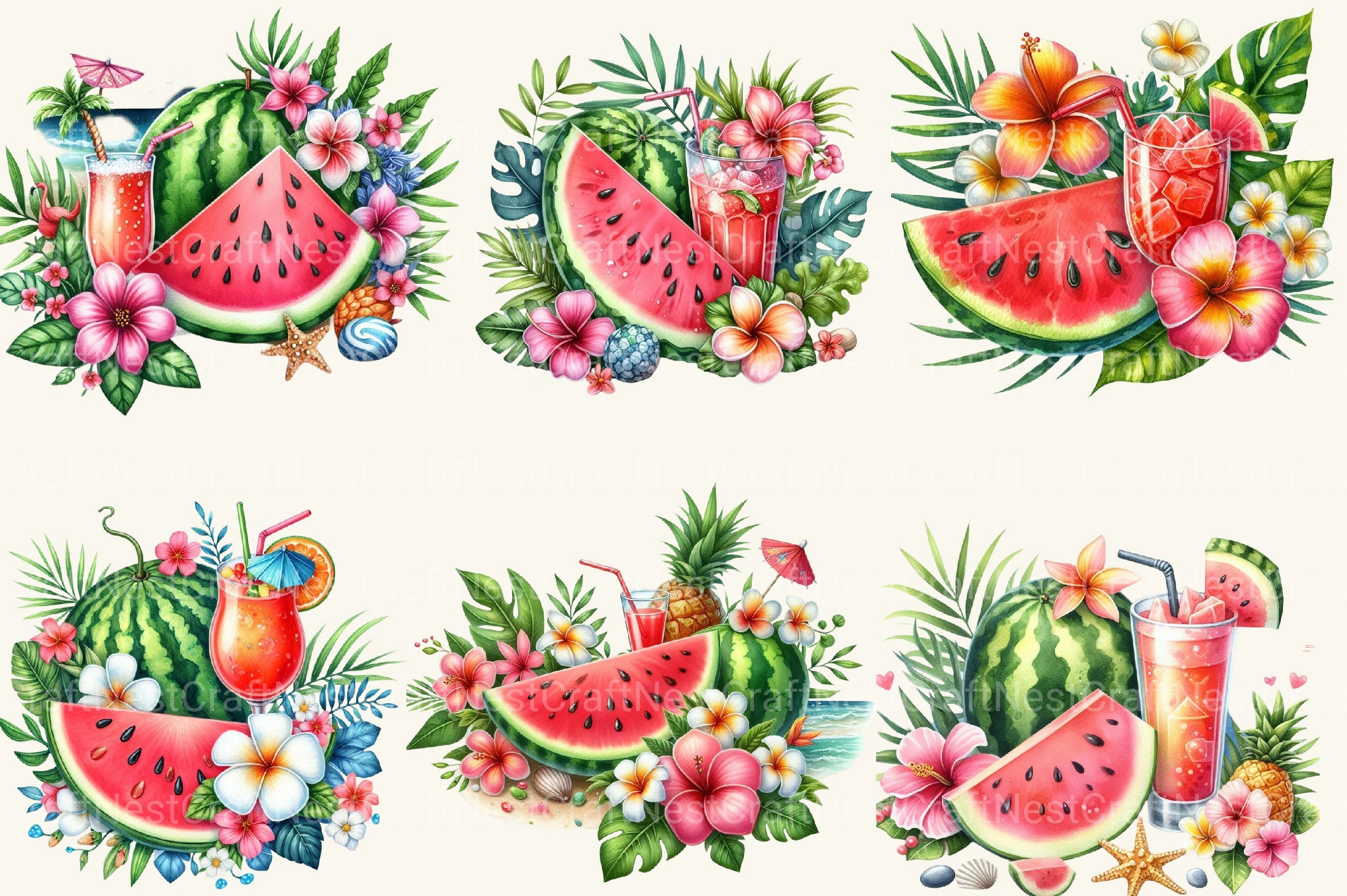 Summer Watermelon Slice Clipart Bundle - CraftNest - Digital Crafting and Art