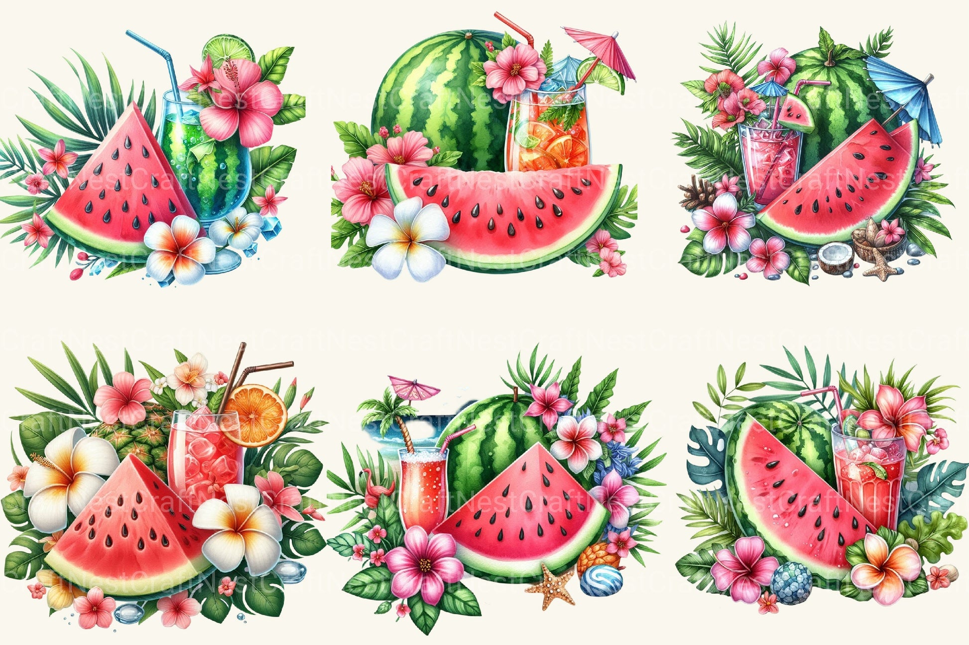 Summer Watermelon Slice Clipart Bundle - CraftNest - Digital Crafting and Art