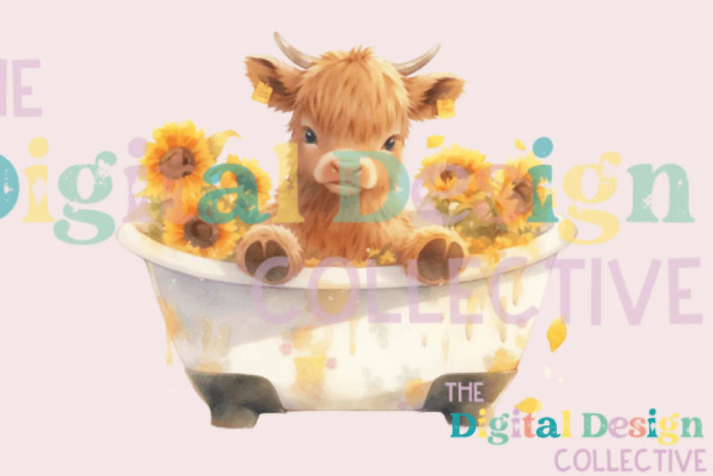 Charming Sunflower Cow Farm Animal Art Bundle - CraftNest - Digital Crafting and Art