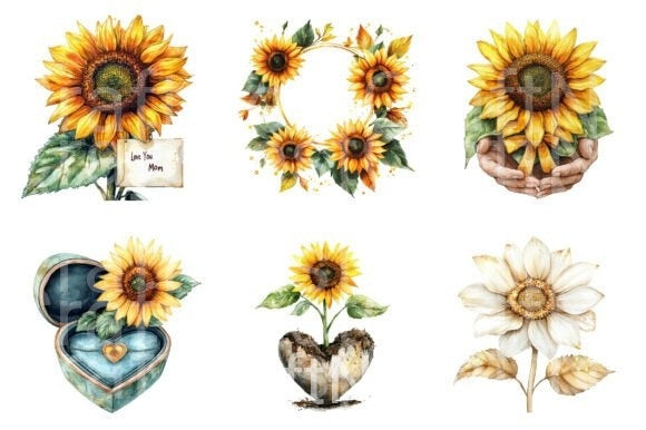 Sunflower Mother's Day Clipart Bundle 111 - CraftNest - Digital Crafting and Art