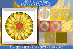 Sunflower 3D Shadowbox Layered Papercut SVG Bundle 2 - CraftNest - Digital Crafting and Art
