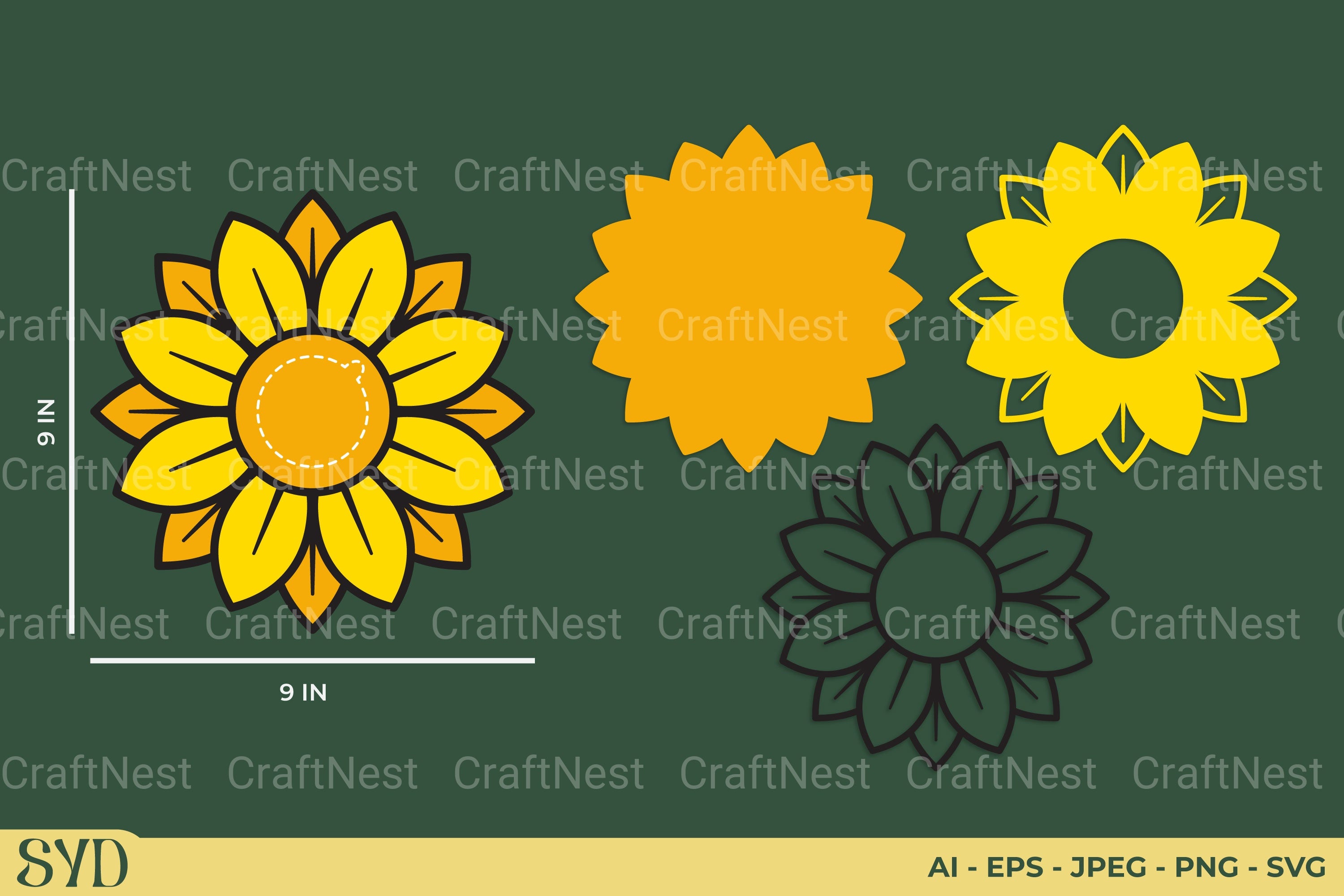 Sunflower Candy Holder SVG Clipart Bundle
