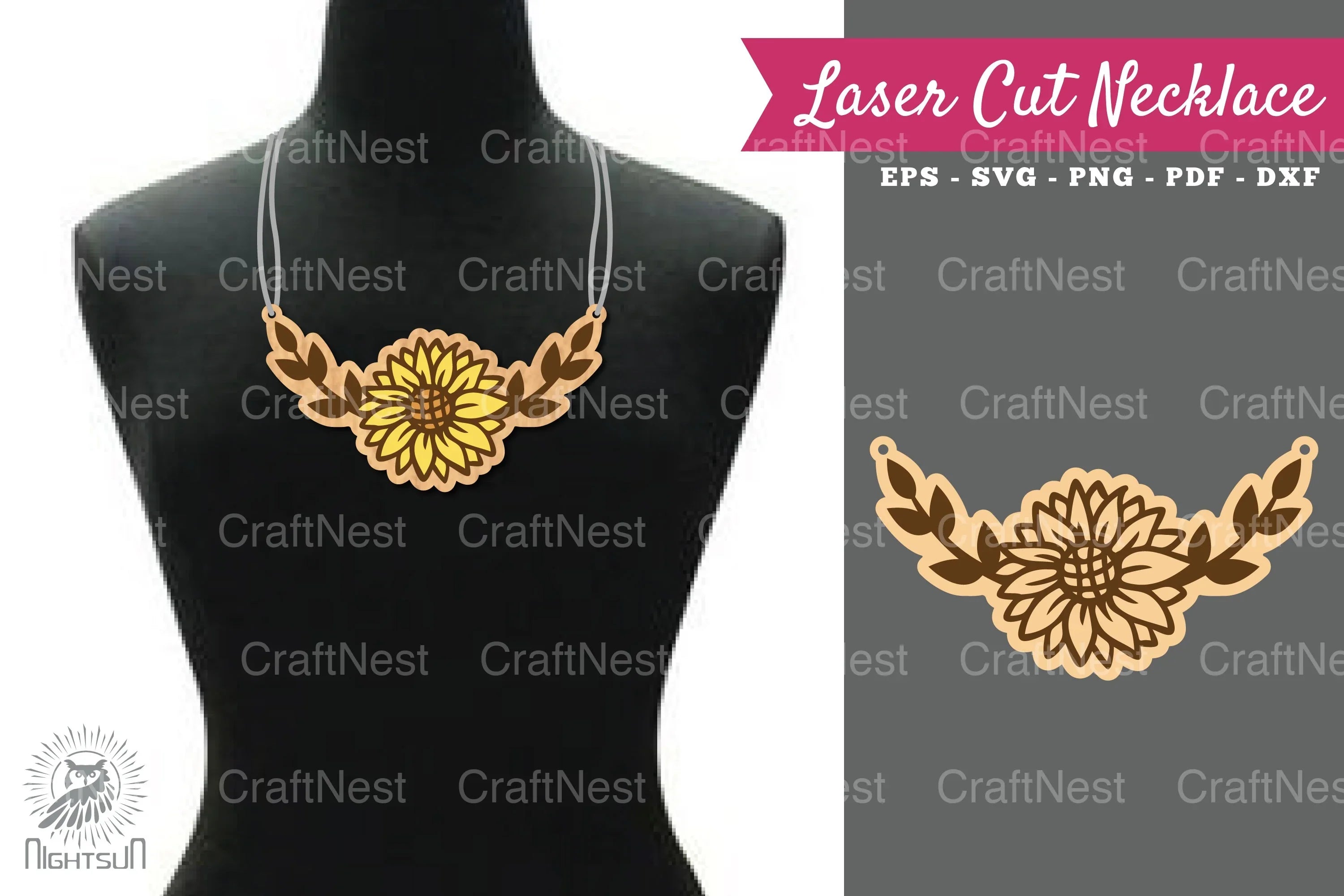 Sunflower Laser Cut Necklace Design SVG Bundle - CraftNest - Digital Crafting and Art